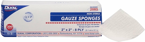 Gauze Sponges 2" x 2". Case of 5000 8-ply Gauze Dressings for Wound