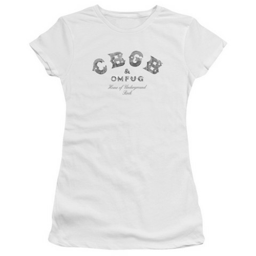Trevco Cbgb-Club Logo - Short Sleeve Junior Sheer Tee - White, Sma