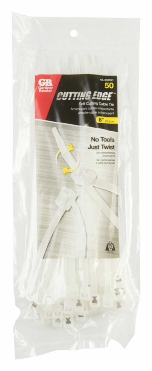 Power Products 3558087 8 in. Self-Cutting Natural Cable Tie - 