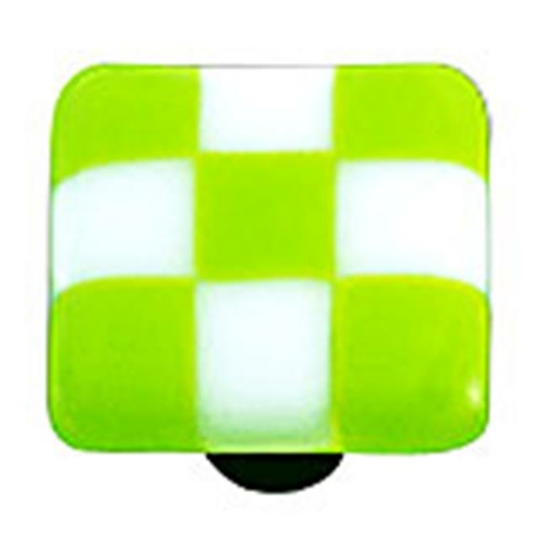 Hot Knobs HK7003-KA Spring Green & White Squares Glass Cabinet Knob - 