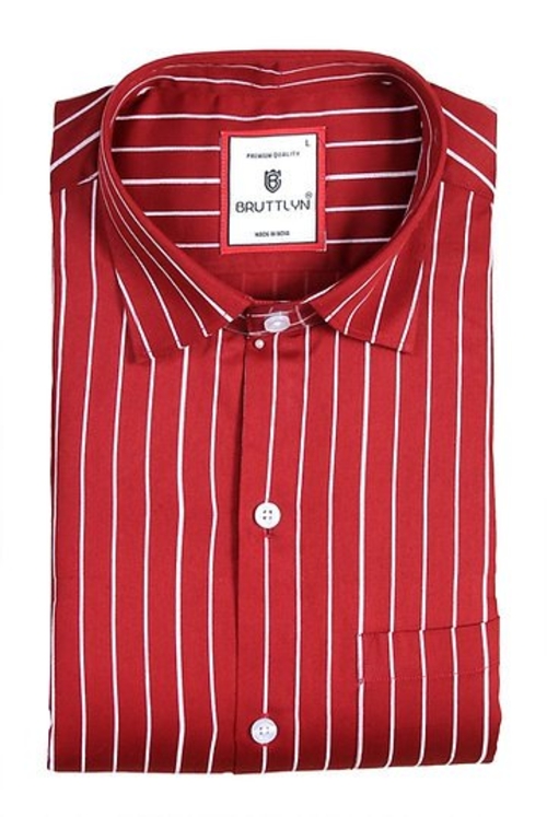 Men Red Striped Shirt Size L