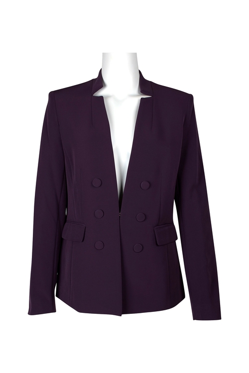 Tahari ASL Lapel Collar Hook & Eye Closure Long Sleeve Solid Polyester