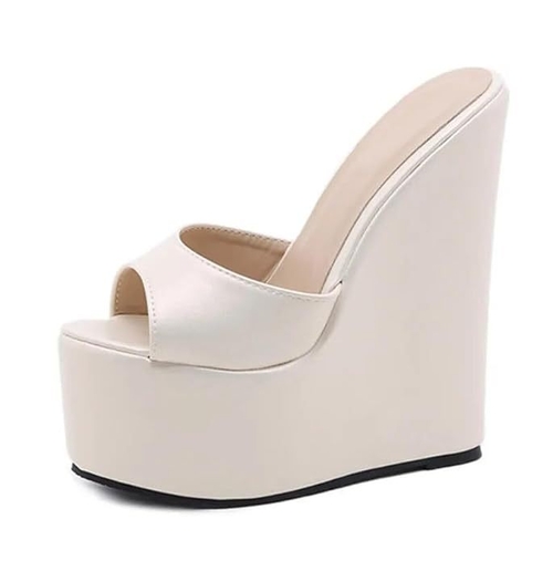 Women high Wedge Sandals (Size-UK-7) (Color-CREAM)