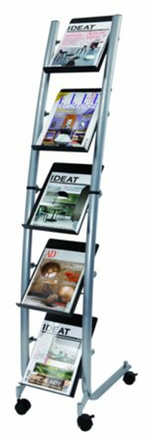Alba DD5PM Black A4 Portrait Mobile Literature Display on Wheels with 