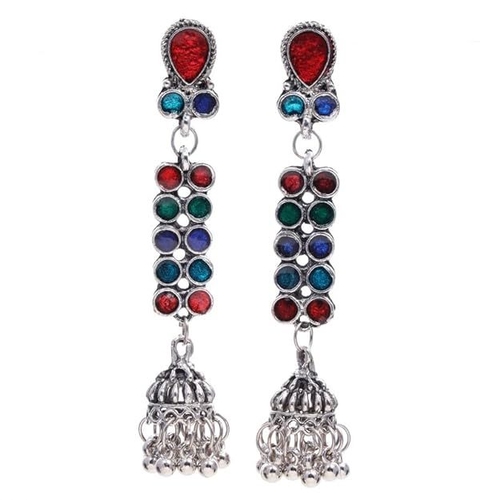 CE Alloy Oxidised Jewellery traditional Brass Silver Earrings for