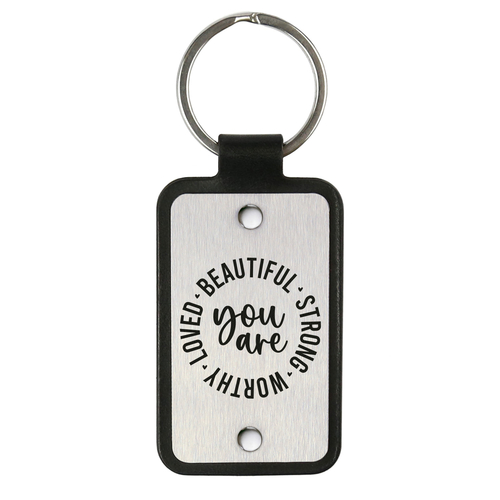 Leather keychain with stainless steel plate – Motivation