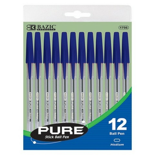 Bazic 1756   Pure Blue Stick Pen (12/Pack) Pack of 24