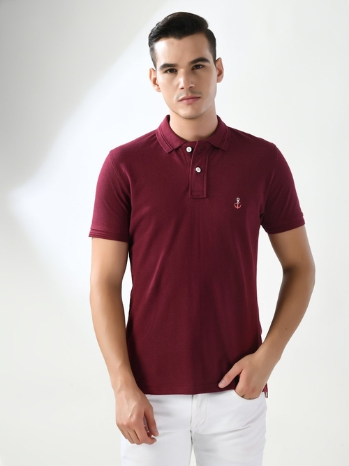 Men’s Premium Cotton Solid Polo Tshirt (Color Maroon) (Size XL)