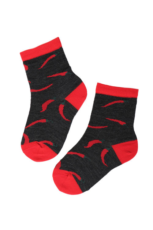 PEPPER merino wool socks with chillies for kids