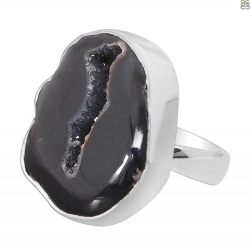 Agate (Black) Adjustable Ring Artificial