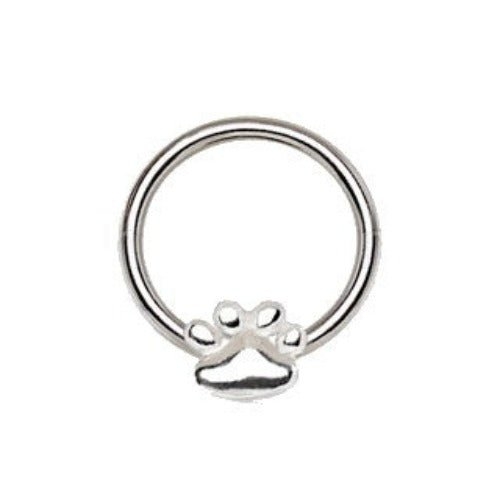 316L Stainless Steel Dog Puppy Paw Snap-in Captive Bead Ring / Septum