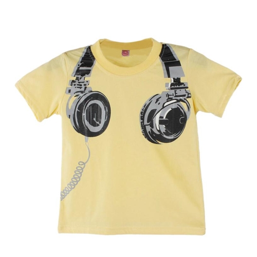 Boy Kids Casual Headphone Short Sleeve Tops