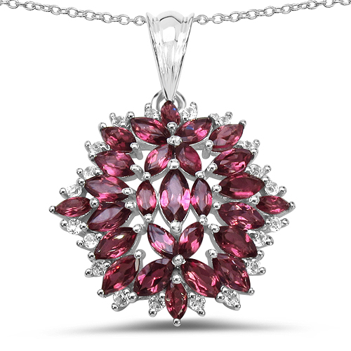 3.98 Carat Genuine Rhodolite & White Topaz .925 Sterling Silver