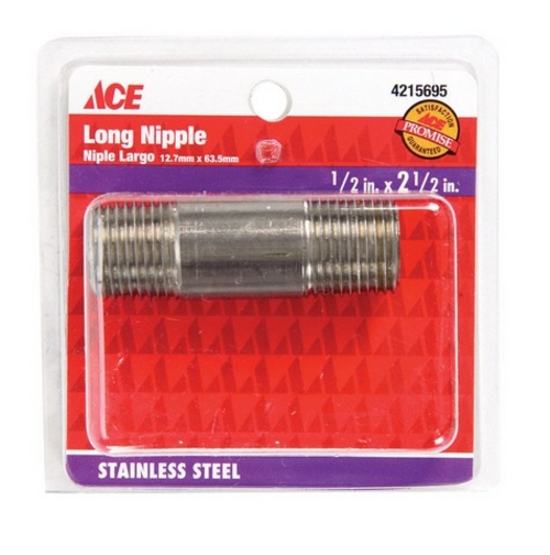 Smith-Cooper S8344NI004024CS 0.5 x 2.5 in. Stainless Nipple