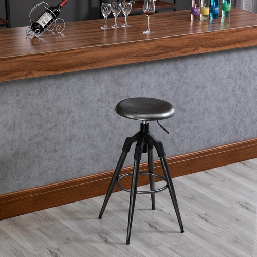 HOMCOM Industrial Backless Bar Stool Metal Swivel Seat Adjustable