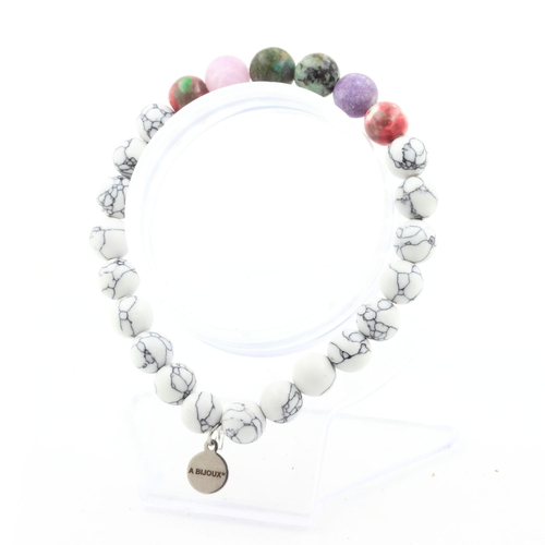 Turquoise + Matte purple mica + Red green jasper + Howlite Bracelet