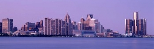 USA  Michigan  Detroit  twilight Poster Print by  - 36 x 12