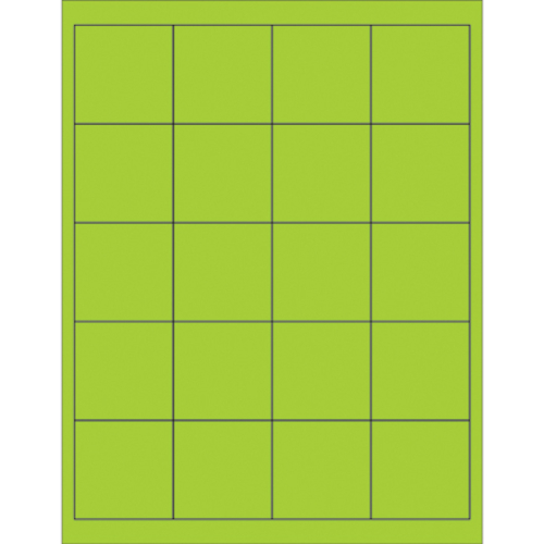 Box Partners LL172GN 2 x 2 in. Fluorescent Green Rectangle Laser Label
