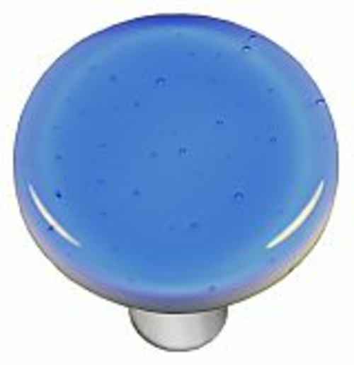 Hot Knobs HK1028-KRA Light Sky Blue Round Glass Cabinet Knob - Aluminu