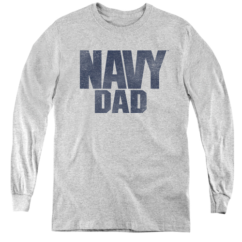 Navy & Dad Youth Long Sleeve Tee Shirt - Athletic Heather, Extra L