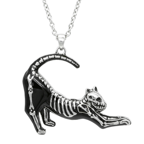 Yoga Cat Skeleton Necklace 