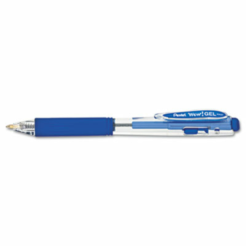 Pentel K437C WOW Retractable Gel Pen  Blue Ink  Medium  Dozen