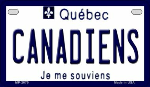 Smart Blonde MP-2070 7 x 4 in. Canadiens Quebec Novelty Metal Motorcyc