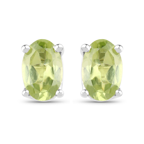 0.96 Carat Genuine Peridot .925 Sterling Silver Earrings