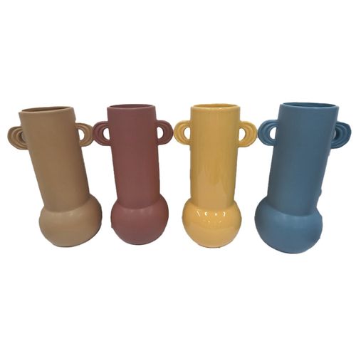 Vase DKD Home Decor 16 x 14 x 28 cm Beige Blue Terracotta Dolomite