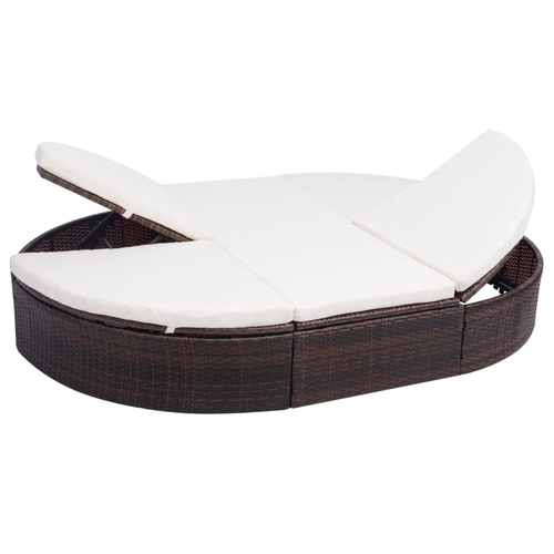 2-Person Sun Lounger with Cushions Poly Rattan Gray