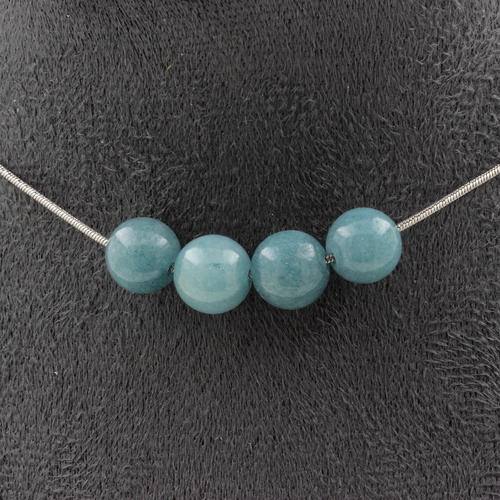 Aquamarine 4 beads 8 mm necklace. 