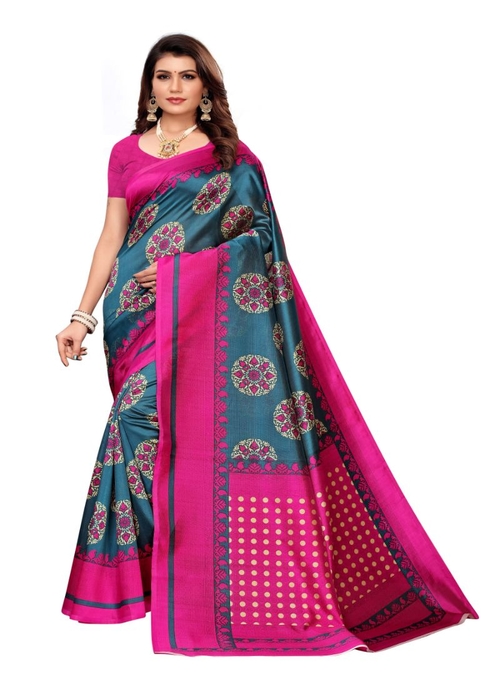 Generic Women's Art Silk Saree (Multi, 5-6 Mtrs)