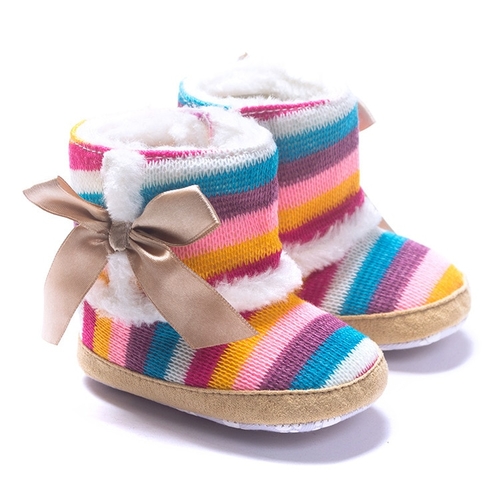 Colorful Hot Selling Baby Moccasins Bow Warm