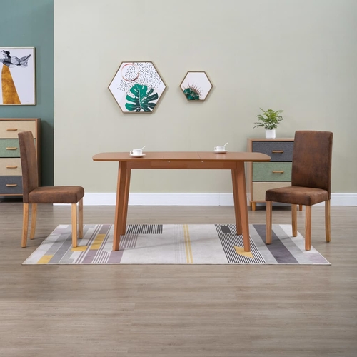 Dining Chairs 6 pcs Brown Faux Suede Leather