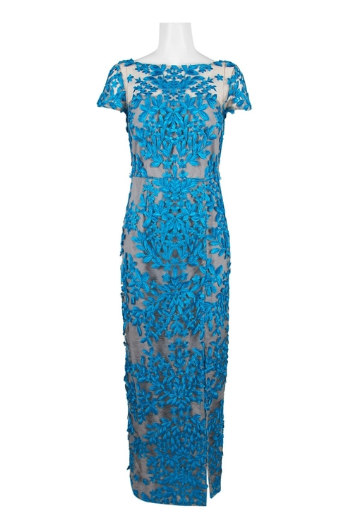 JS Collections Boat Neck Short Sleeve Slit Side Zipper Back