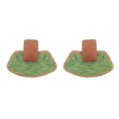 Green Sunny Boho Earrings Embody the Bohemian Style Jute, Fabric,