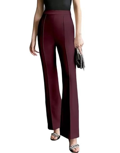 MAROON Casual Polyester Blend High Waist Elastic Band with Pleated