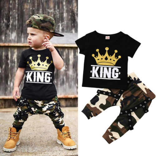 Toddler Kids Baby Boys Clothes Short Sleeve Tops