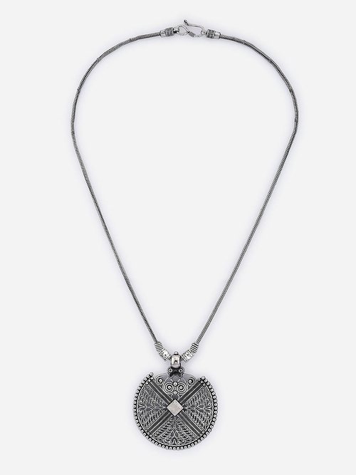 Silver Plated Oxidised Spherical Statement Necklace