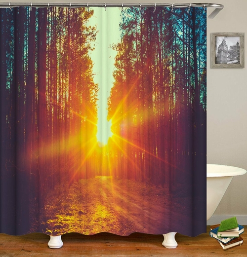 Sunset In The Woods Shower Curtain