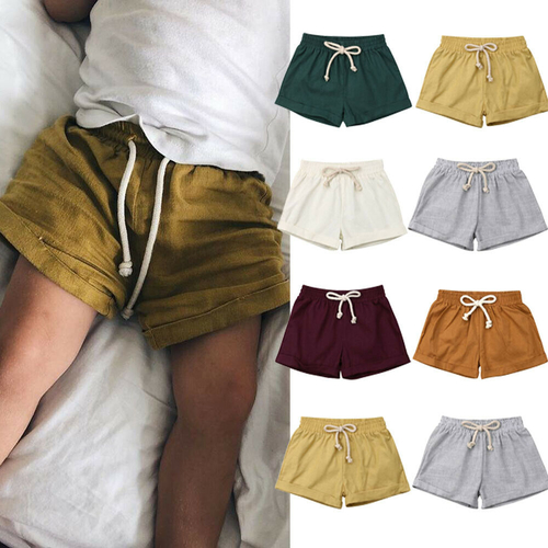 Toddler Kids Baby Boys Girls Cotton Linen Shorts