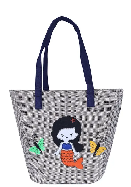 Classic Versatile Women Jute Bags Blue