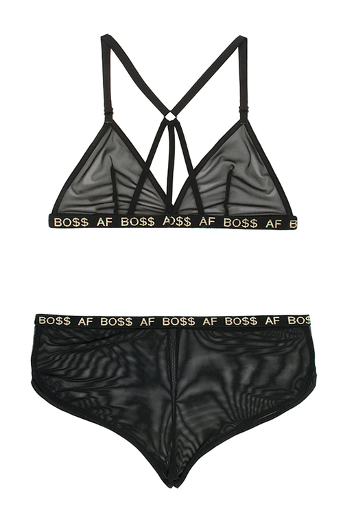 Boss Af Bralette and Shorts Set - Black - S/m