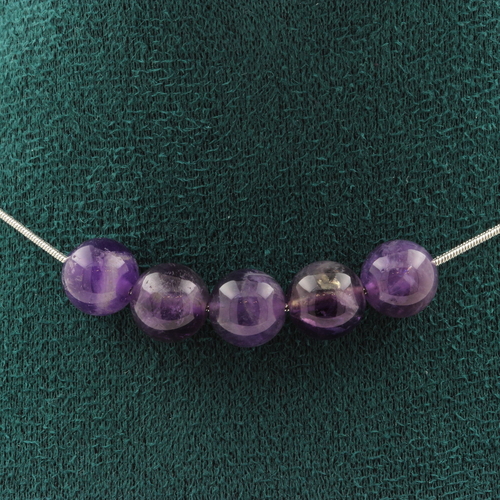 Amethyst 5 beads  8 mm necklace