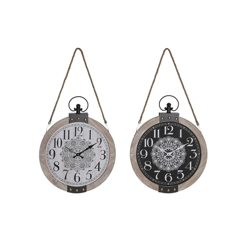 Table clock DKD Home Decor 40 x 6,5 x 46 cm Black White Iron Mandala
