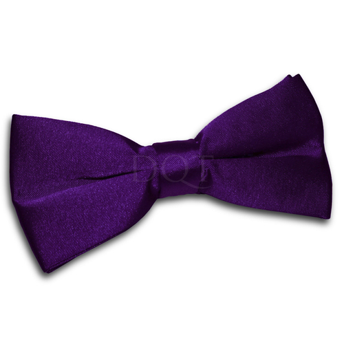 Plain Satin Pre-Tied Bow Tie - Purple