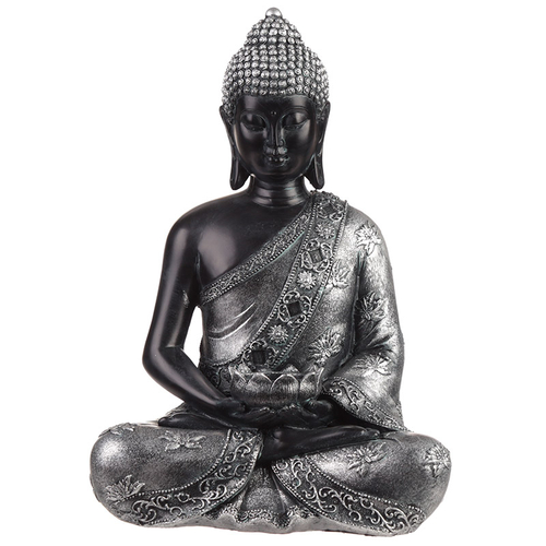Decorative Black & Silver Thai Buddha - Tea Light Holder