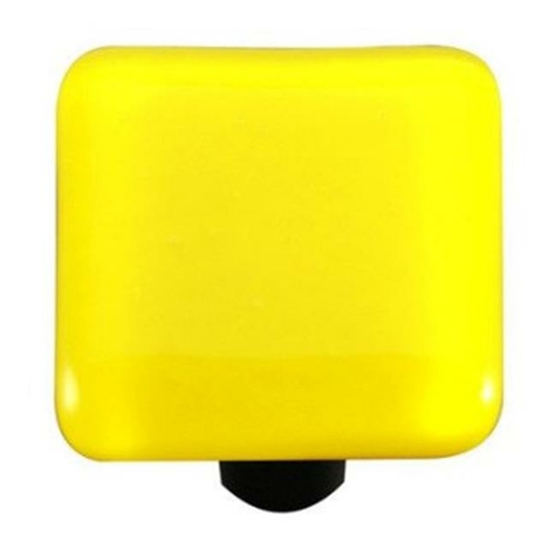 Hot Knobs HK1010-KB Canary Yellow Square Glass Cabinet Knob - Black Po