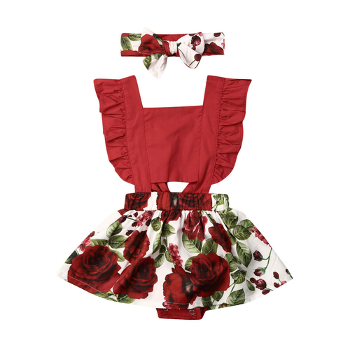 2pcs Toddler Baby Girl Rompers Short Sleeve Flower