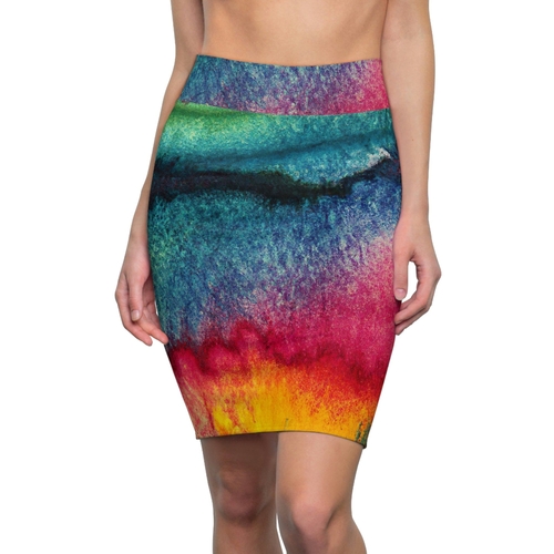 High Waist Womens Pencil Skirt - Contour Stretch - Multicolor